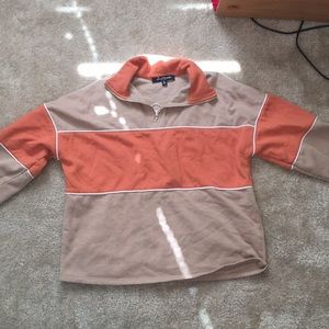 Cropped Long Sleeve Orange and Tan